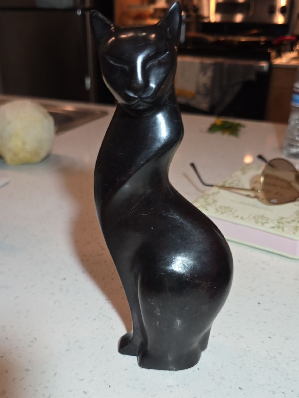 Vintage Mid Century Black Cat Figurine - Sleek Decorative Cat Statue
